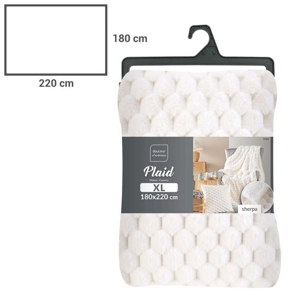 Elegante kuschelige Sofadecke, 180 x 220 cm, Weiss - Ideal als wärmender Begleiter für gemütliche Stunden auf dem Sofa oder als Tagesdecke