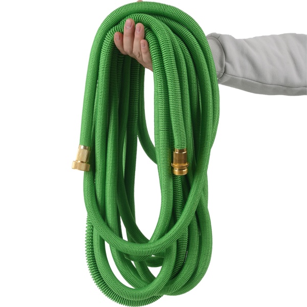 Dehnbarer Gartenschlauch 10 bis 30m mit Alu-Anschlüssen, Flexibler Wasserschlauch UV-beständig, 3-fache Ausdehnung, 3/4 Zoll Gold-Aluminium Gewinde