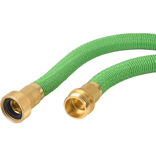 Dehnbarer Gartenschlauch 10 bis 30m mit Alu-Anschlüssen, Flexibler Wasserschlauch UV-beständig, 3-fache Ausdehnung, 3/4 Zoll Gold-Aluminium Gewinde
