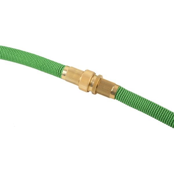 Dehnbarer Gartenschlauch 10 bis 30m mit Alu-Anschlüssen, Flexibler Wasserschlauch UV-beständig, 3-fache Ausdehnung, 3/4 Zoll Gold-Aluminium Gewinde