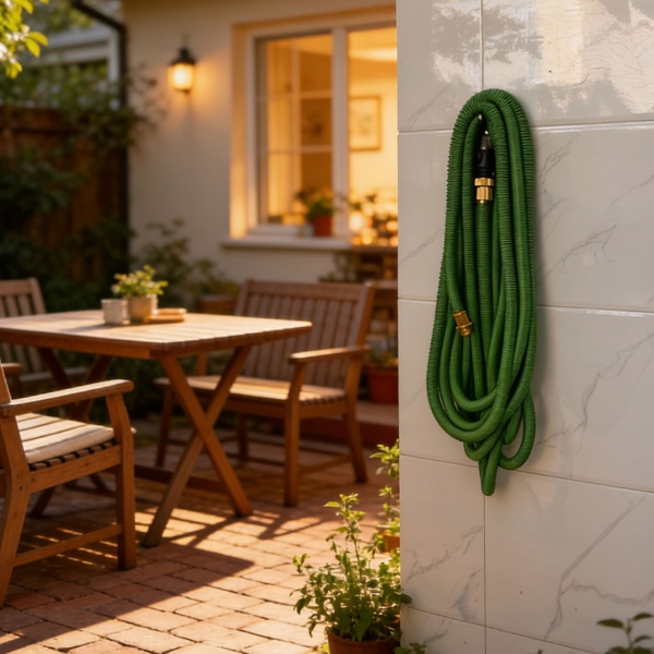 Dehnbarer Gartenschlauch 10 bis 30m mit Alu-Anschlüssen, Flexibler Wasserschlauch UV-beständig, 3-fache Ausdehnung, 3/4 Zoll Gold-Aluminium Gewinde