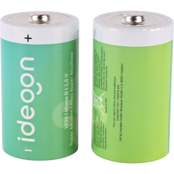 2er-Set Premium Batterien Typ D Mono - LR20 Alkaline 1,5V - Langlebige Energie für Haushalt, Radios, Spielzeug und Taschenlampen