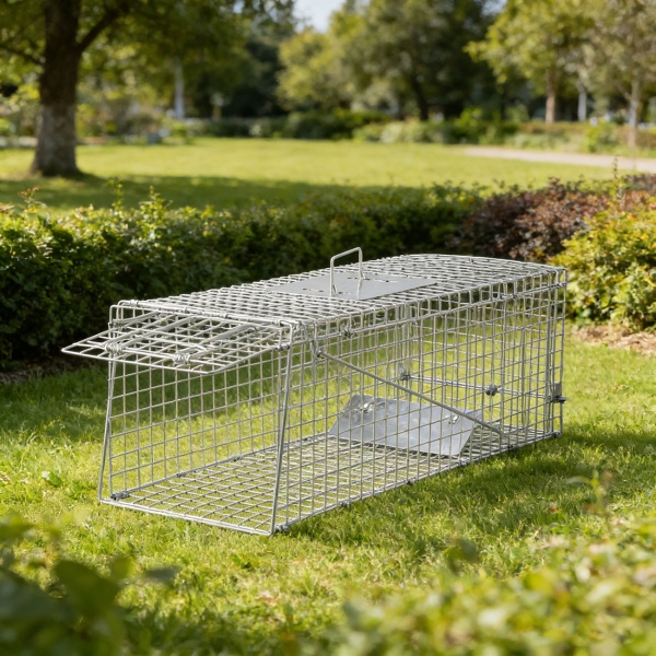 Profi Marder Lebendfalle - Wiederverwendbare Gitterfalle mit Trittplatte, Tragegriff und Beissschutz - für Marder und kleine Nagetiere