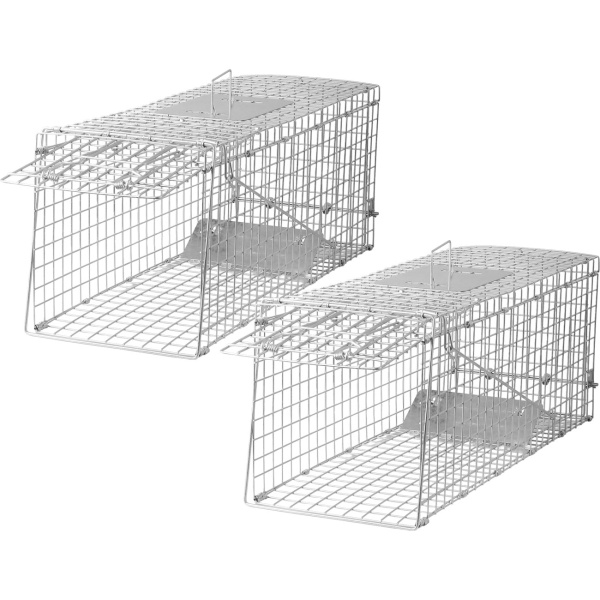 2er-Set Profi Marder Lebendfalle - Wiederverwendbare Gitterfalle mit Trittplatte, Tragegriff und Beissschutz - für Marder und kleine Nagetiere
