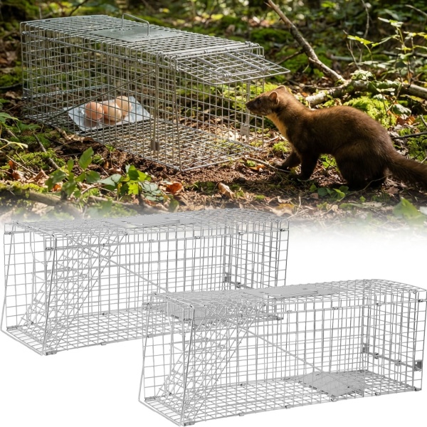 2er-Set Profi Marder Lebendfalle - Wiederverwendbare Gitterfalle mit Trittplatte, Tragegriff und Beissschutz - für Marder und kleine Nagetiere