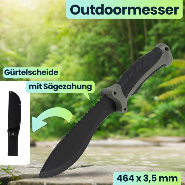 Survival Set - Beil, Messer & Machete mit 3 Gürtelscheiden, Wetzstein & Profi-Feuerstahl inklusive Flaschenöffner und Messskala für Outdoor