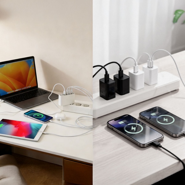 100W GaN III USB-Ladegerät mit 4 Ports, 3x USB-C & 1x USB-A, Schnellladegerät mit LED-Display, PD, feuerfestes Gehäuse, für Laptop und Handy