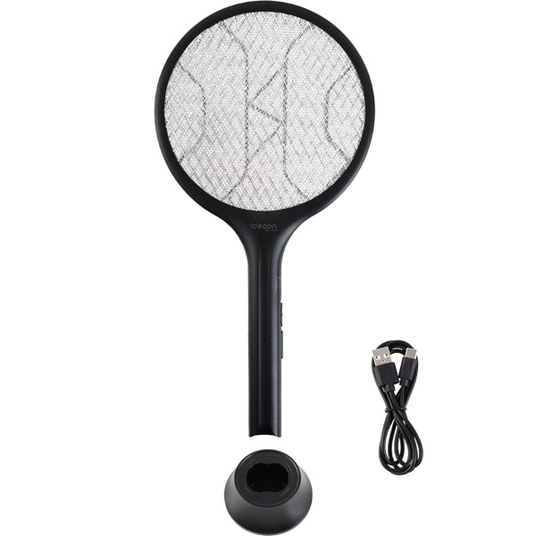 Elektrische Fliegenklatsche mit Akku & UV-Licht - Mückenfänger für optionalen stationären Betrieb, mit Schutzgitter & USB-C Anschluss