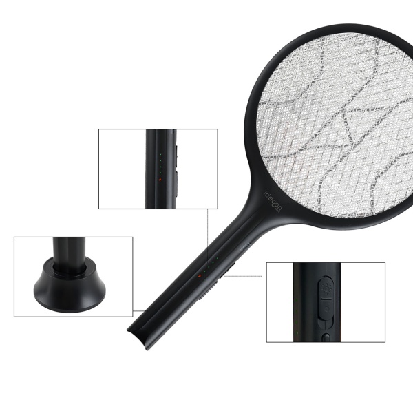 Elektrische Fliegenklatsche mit Akku & UV-Licht - Mückenfänger für optionalen stationären Betrieb, mit Schutzgitter & USB-C Anschluss