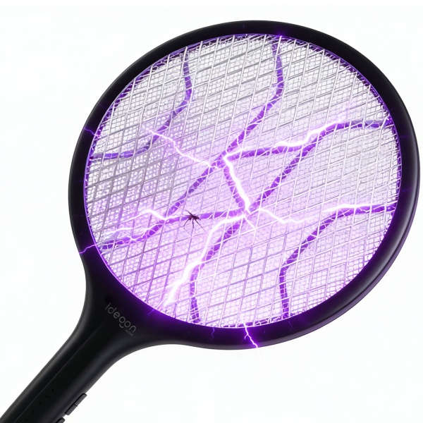 Elektrische Fliegenklatsche mit Akku & UV-Licht - Mückenfänger für optionalen stationären Betrieb, mit Schutzgitter & USB-C Anschluss