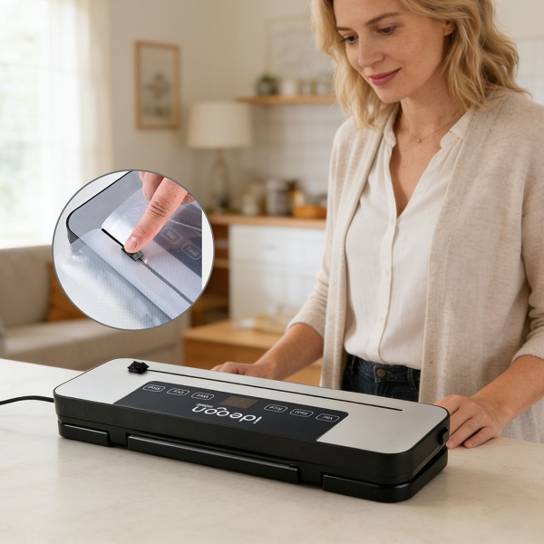 Vakuumiergerät 120W mit Touchscreen & grossem Display - Inklusive 3m Folienrolle, 65 kPa Saugkraft & einfacher Bedienung für langanhaltende Frische