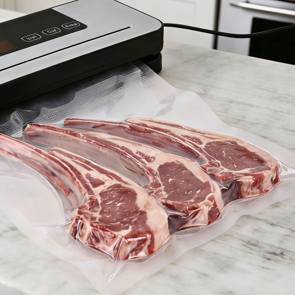 Vakuumierfolien Rollen 28x300cm Profi-Set – 2 Rollen Vakuumierschläuche für länger haltbare & frische Lebensmittel - Schutz vor Gefrierbrand