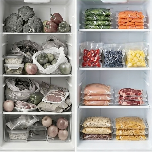 Vakuumierfolien Rollen 28x300cm Profi-Set – 2 Rollen Vakuumierschläuche für länger haltbare & frische Lebensmittel - Schutz vor Gefrierbrand