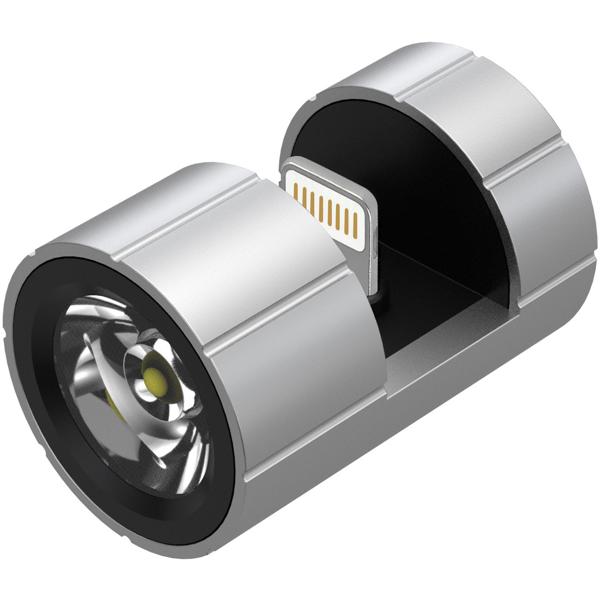 2er-Set Kompakte Smartphone-Ansteck-Taschenlampe, Lightning, 280 lm: Helles LED-Natel-Licht für unterwegs, Outdoor, Notfälle & Alltag