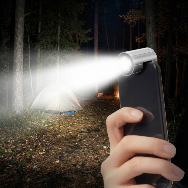 Kompakte Smartphone-Ansteck-Taschenlampe, Lightning, 280 lm: Helles LED-Natel-Licht für unterwegs, Outdoor, Notfälle & Alltag