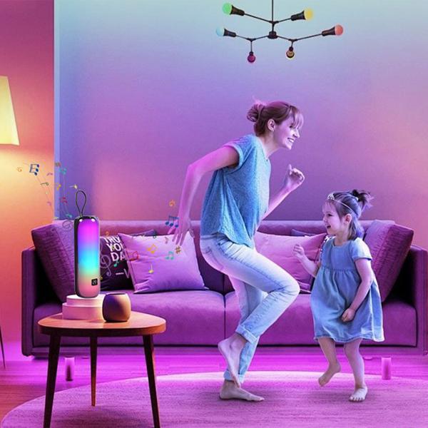 Starker Bluetooth 5.3 Partylautsprecher – Mobile Boombox mit kraftvollem Sound, FM-Radio, USB/MicroSD & bunter Lichtshow für Feste & Outdoor-Einsatz