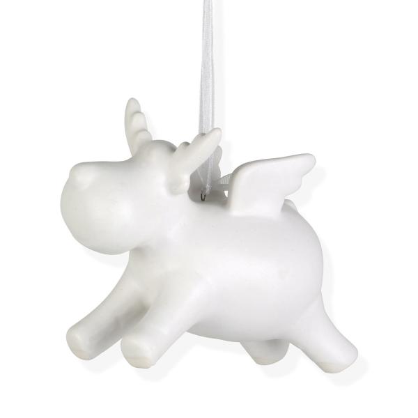 2er-Set Deko Rentier aus Porzellan - Weihnachtsdeko zum Aufhängen - Schwarz & Weiss, je 12,5 x 6 x 9 cm - Langlebig, stilvoll & charmant