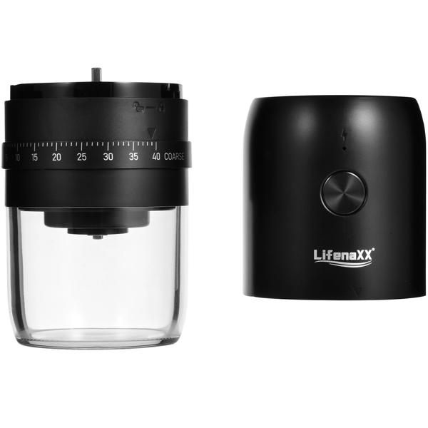 Mobile Elektrische Kaffeemühle – Konisches Keramik Mahlwerk, präzise einstellbar für den perfekten Espresso - Kabellos, USB-C Akku-Betrieb