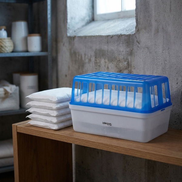 Premium Luftentfeuchter-Set PLUS 5er Granulat-Nachfüllpack - Effektiver Feuchtigkeits-Killer gegen Schimmel & Geruch