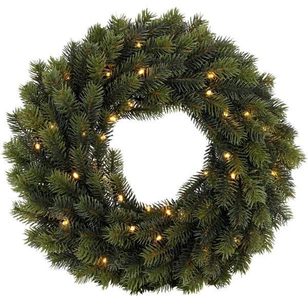 2er-Set Wunderschöner 40cm LED Tannen-Kranz, Aussenbeleuchtung Schutzart IP44, 49 Lichter, Weihnachts-Deko für Tür & Fenster