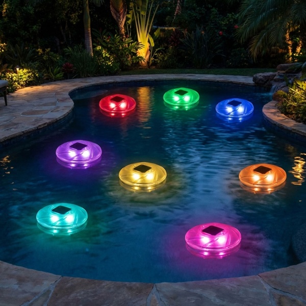 8er-Set Schwimmendes Solar Poollicht mit Farbwechsel: Ein magisches Unterwasserlicht für Teich, Pool & Gartendeko
