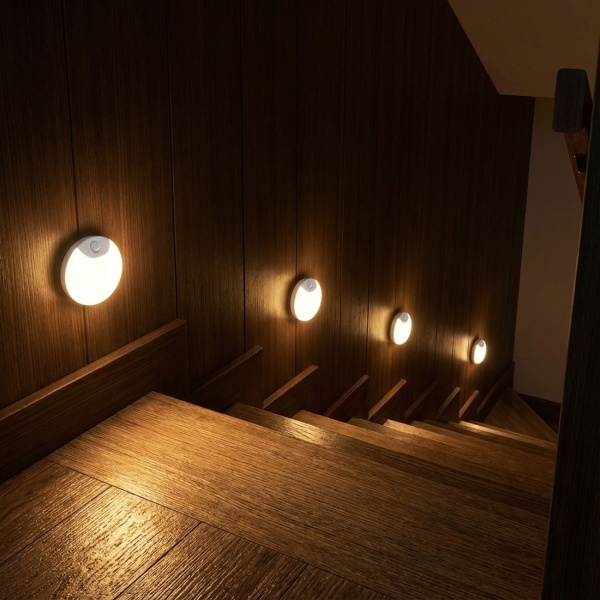 4er-Set LED Schrankleuchte mit Bewegungssensor – Wiederaufladbares Nachtlicht, Magnetisch & Kabellos – Ideal als Treppenlicht & für Kleiderschrank