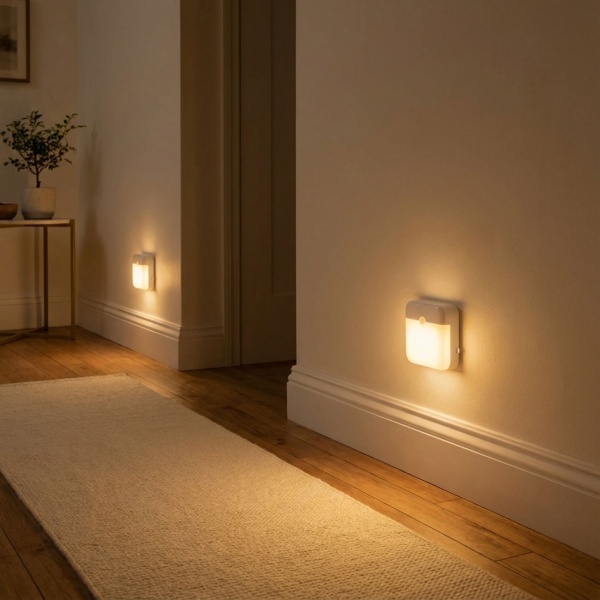 2er-Set LED Nachtlicht, Bewegungssensor: Akku Schrankleuchte, USB aufladbar, selbstklebend & magnetisch – Ideal als Treppenlicht & für Kleiderschrank