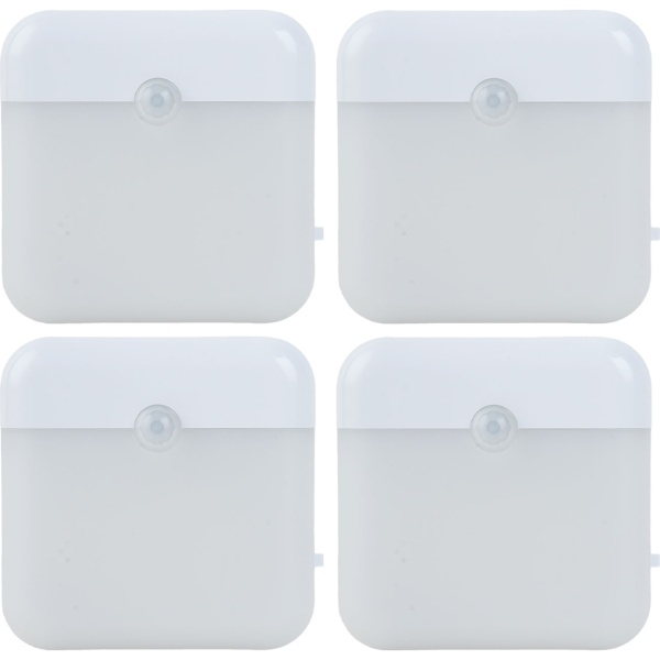 4er-Set LED Nachtlicht, Bewegungssensor: Akku Schrankleuchte, USB aufladbar, selbstklebend & magnetisch – Ideal als Treppenlicht & für Kleiderschrank