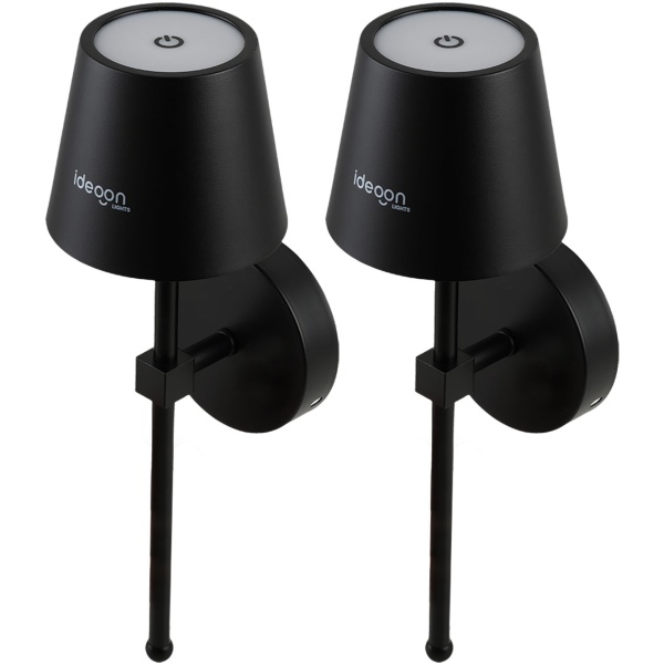 2er-Set Elegante LED Wandleuchte kabellos mit Fernbedienung: Akku Wandlampe dimmbar in Schwarz, USB aufladbar mit Timer & Touch-Sensor