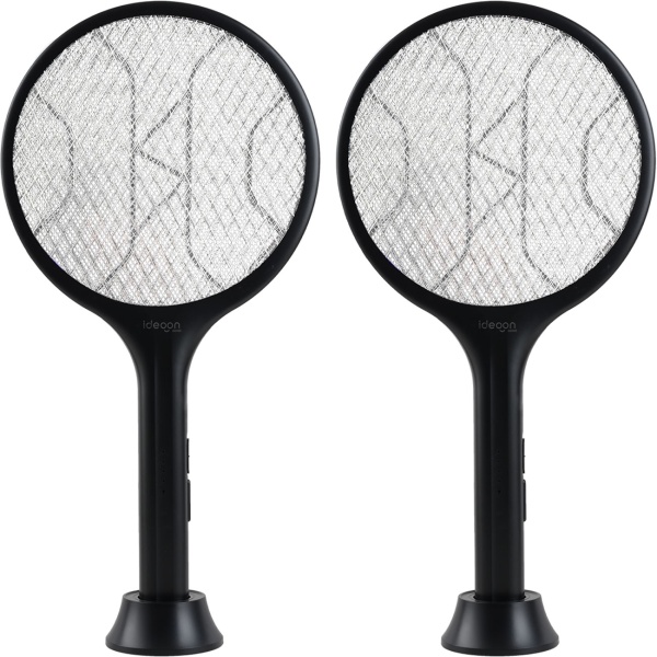 2er-Set Elektrische Fliegenklatsche mit Akku & UV-Licht - Mückenfänger für optionalen stationären Betrieb, mit Schutzgitter & USB-C Anschluss