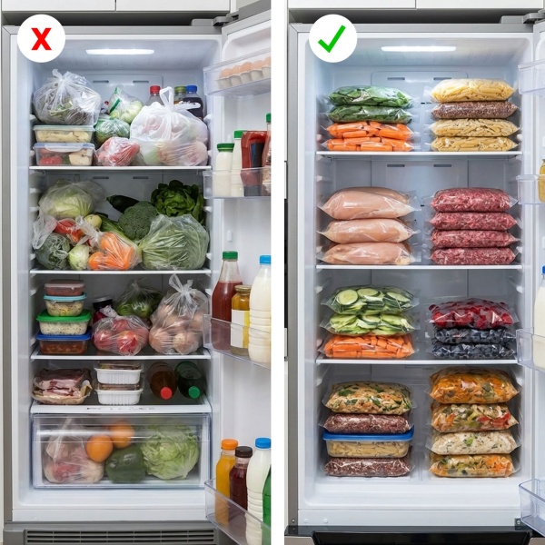 Vakuumierfolien Rollen 28x300cm Profi-Set – 4 Rollen Vakuumierschläuche für länger haltbare & frische Lebensmittel - Schutz vor Gefrierbrand