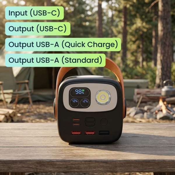 Starke Powerbank 60000mAh, 100W, USB-C PD Externer Akku: Mobiles Ladegerät mit LED Lampe für Laptop, Notebook, Smartphone - Schnelles Laden
