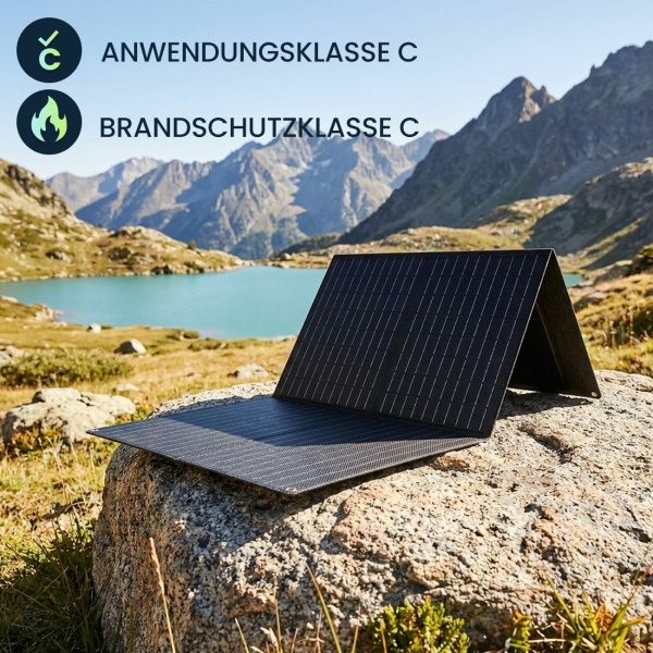 Faltbares Solarpanel 60W Monokristallin - Tragbares Solarladegerät IP65 mit MC4-komp. Stecker, DC Adapter, Ösen & Karabinern für Camping