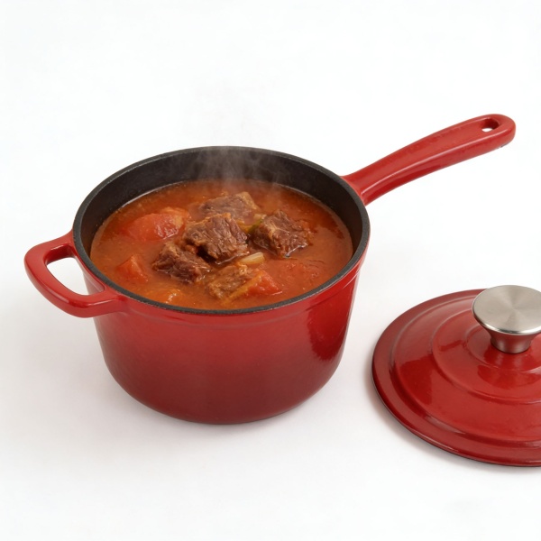 Profi Gusseisen Topfset 3-teilig, Set aus Pfanne, Kochtopf und Stielkasserolle, Emailliertes Kochgeschirr für alle Herdarten, Induktion & Backofen