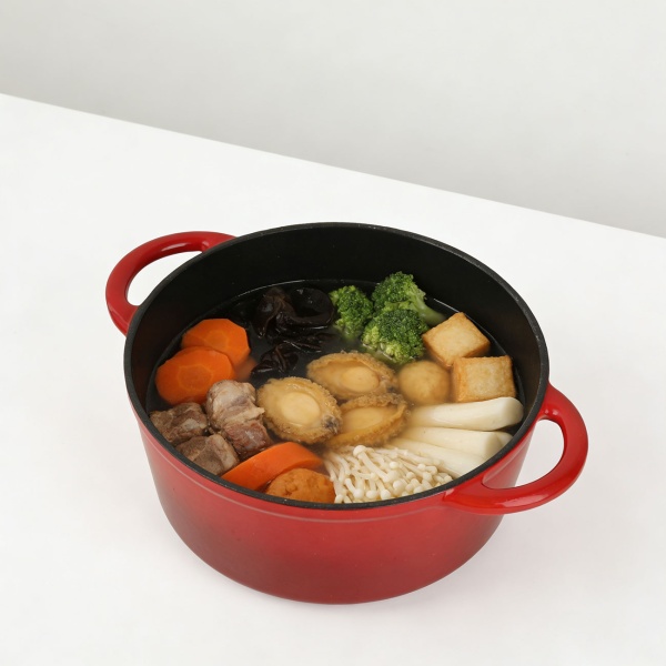 Profi Gusseisen Topfset 3-teilig, Set aus Pfanne, Kochtopf und Stielkasserolle, Emailliertes Kochgeschirr für alle Herdarten, Induktion & Backofen