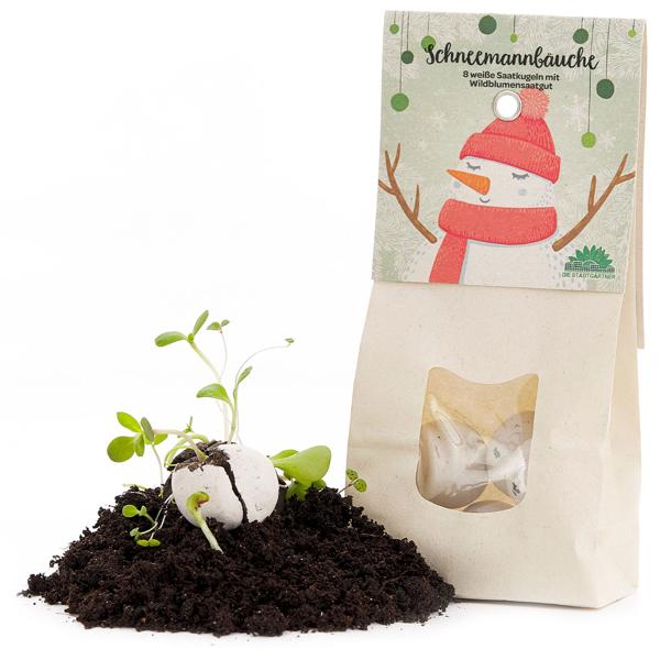 Einzigartige Schneemannbäuche: 8 Fantastische Samenbomben für eine Blühende, Wunderschöne Bienenwiese - Perfekt als Geschenk für Weihnachten