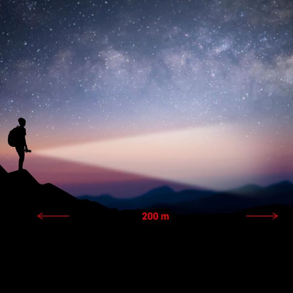 2er-Set Wiederaufladbare Cree LED-Taschenlampe 260 lm mit Powerbank 1200mAh, 10 Watt, Lichtkegel mit Zoom, Blinklicht Modus für Notfälle