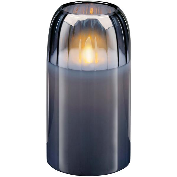 LED Kerze Grau 7,5 x 15 cm: Bewegliche Flamme, warmweisses Licht, flackernd - hochwertige Deko Kerze, gemütliche LED-Beleuchtung, modern & sicher