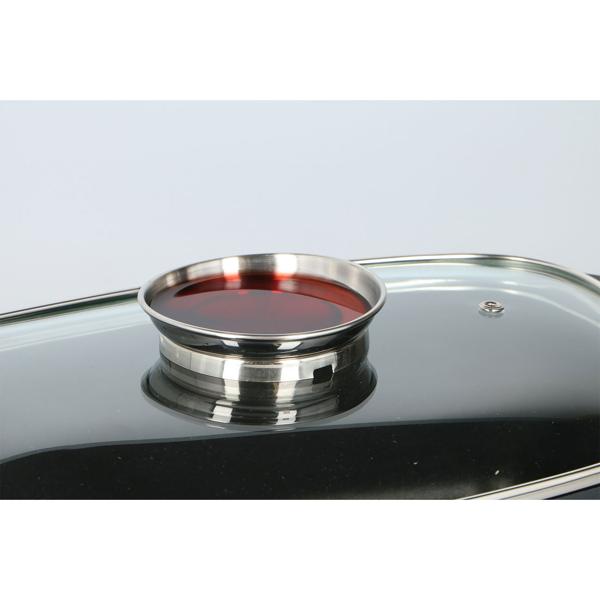 Aromabräter 5.5L – Premium Schmorbräter mit Glasdeckel & Aroma-Knopf. Perfekt für Ofen, Braten, Geflügel, Aufläufe. Spülmaschinenfest, antihaft