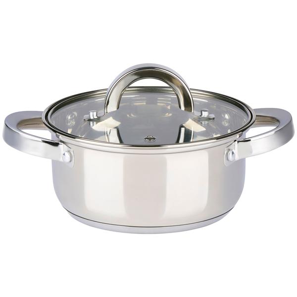 Profi Edelstahl-Topfset 7-teilig mit Glasdeckel - Hochwertiges Kochtopf-Set für Induktion & Herd - Glanz-Finish & runde Griffe