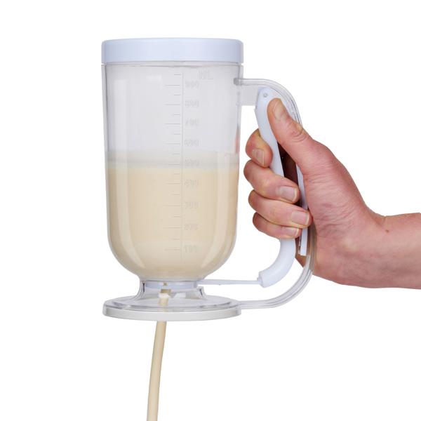 Handlicher Teigportionierer 900ml mit Messskala: Präziser Teig-Dosierer für Pfannkuchen, Waffeln, Muffins, Cupcakes & mehr - Für saubere Ergebnisse