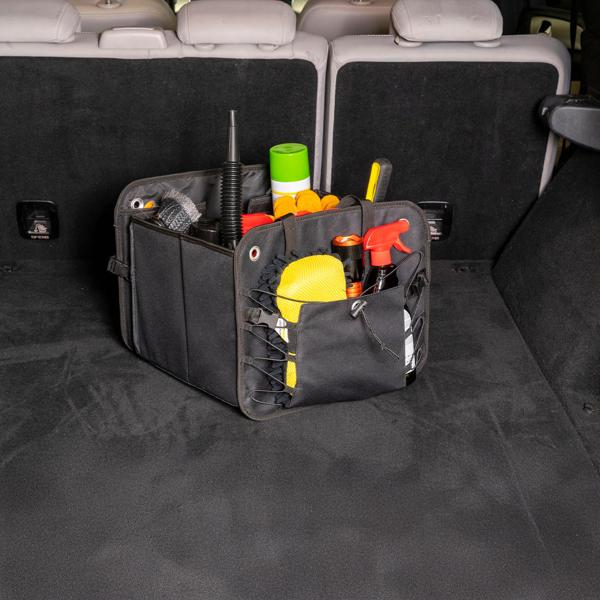 Praktischer Auto Kofferraum-Organizer, stabile Transportbox mit Tragegriff - Perfekt für Shopping, Sport, Werkzeug, Notfall-Kits & viel mehr