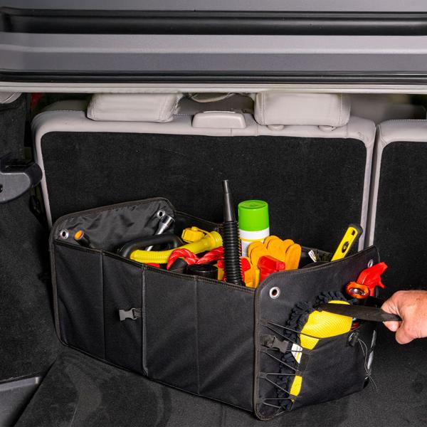 Praktischer Auto Kofferraum-Organizer, stabile Transportbox mit Tragegriff - Perfekt für Shopping, Sport, Werkzeug, Notfall-Kits & viel mehr