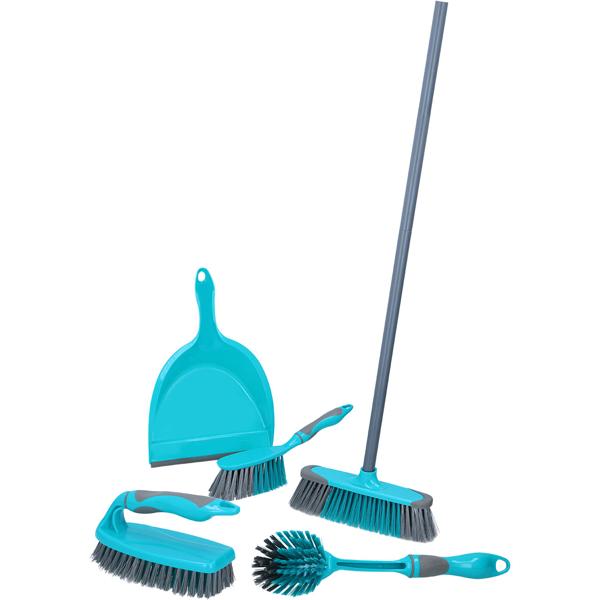 Umfassendes 5tlg. Reinigungsset – Stabiles, vielseitiges & effizientes Putzset für Haushalt, Wohnung, Küche, Bad & Boden – Besen, Kehrset, Bürsten