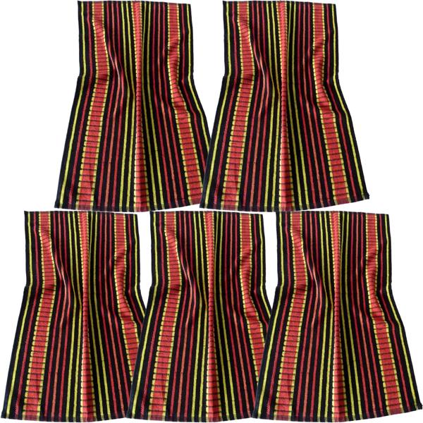 5er-Set Grubentuch 100% Baumwolle: Saugstarkes Geschirrtuch & Mehrzwecktuch, rot-schwarz - Robustes Trockentuch für Haushalt & Gastronomie