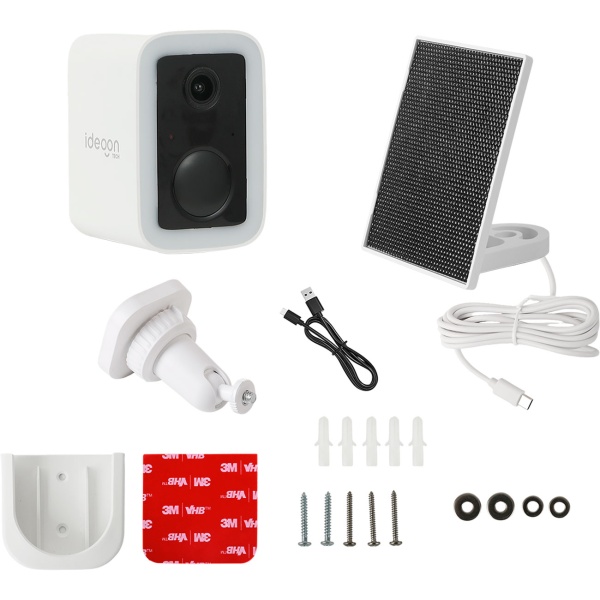 WLAN Solar Überwachungskamera Aussen 3MP, Autarke IP66 Funkkamera mit Flutlicht, App-Steuerung, PIR-Sensor & Gegensprechanlage, Weiss