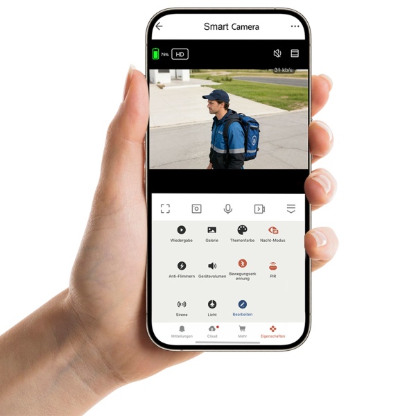 WLAN Solar Überwachungskamera Aussen 3MP, Autarke IP66 Funkkamera mit Flutlicht, App-Steuerung, PIR-Sensor & Gegensprechanlage, Weiss