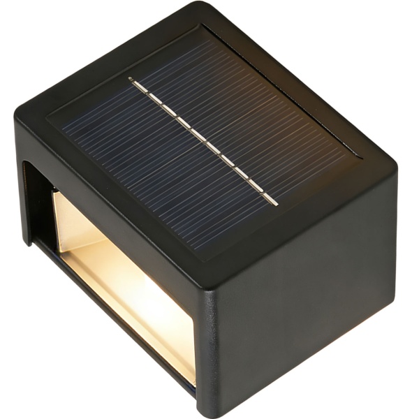 4er Set LED Solar Wandleuchte für Aussen: Warmweiss/Kaltweiss Garten-Lampe mit Akku & Sensor, IP44 Wasserfest, Deko Strahler für Zaun & Wand