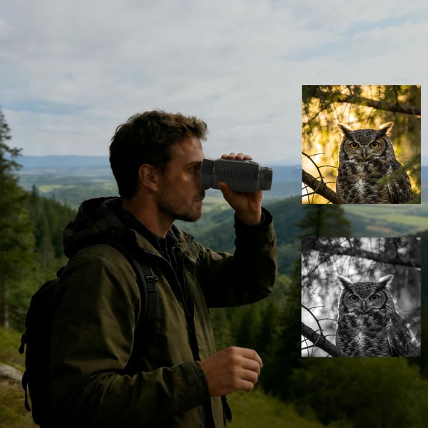 Profi 4K Nachtsichtkamera Binokular: 500m IR-Digitalkamera für Jagd, Camping & Security. 4K-Foto, 8x Zoom, USB-C Akku & inkl. Tasche 