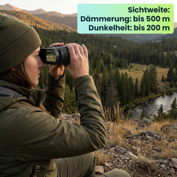 Profi 4K Nachtsichtkamera Binokular: 500m IR-Digitalkamera für Jagd, Camping & Security. 4K-Foto, 8x Zoom, USB-C Akku & inkl. Tasche 
